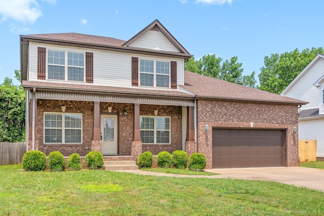 1313 Allmon Dr, Clarksville, TN 37042 - traditional home with concrete driveway, brick siding, an attached garage, and a shingled roof