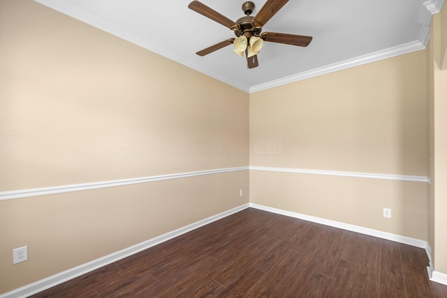 1313 Allmon Dr, Clarksville, TN 37042 - unfurnished room with ceiling fan, baseboards, dark wood-style flooring, and ornamental molding