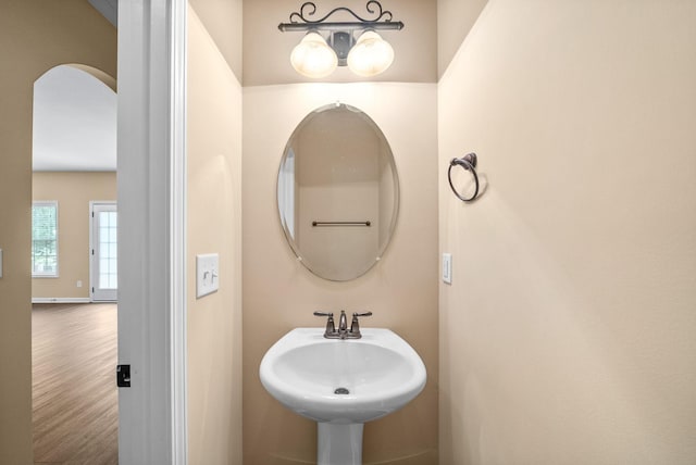1313 Allmon Dr, Clarksville, TN 37042 - bathroom with wood finished floors and a sink
