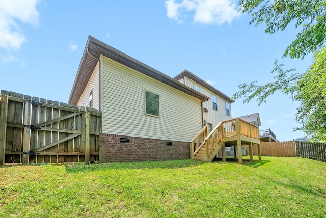 1313 Allmon Dr, Clarksville, TN 37042 - back of house with a wooden deck, crawl space, and stairs