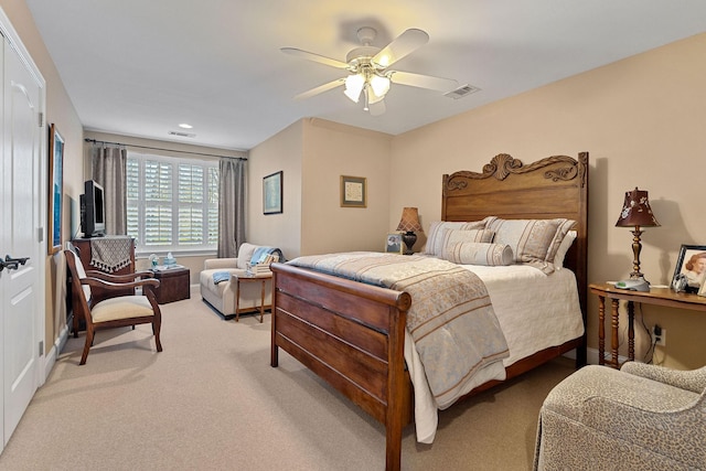 175 Southern Woods Ct, Cookeville, TN 38506 - bedroom with visible vents, light colored carpet, baseboards, and ceiling fan