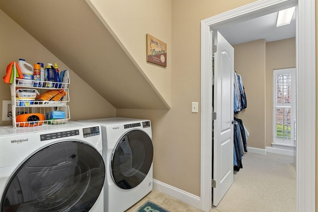 175 Southern Woods Ct, Cookeville, TN 38506 - washroom with washer and dryer, light colored carpet, laundry area, and baseboards