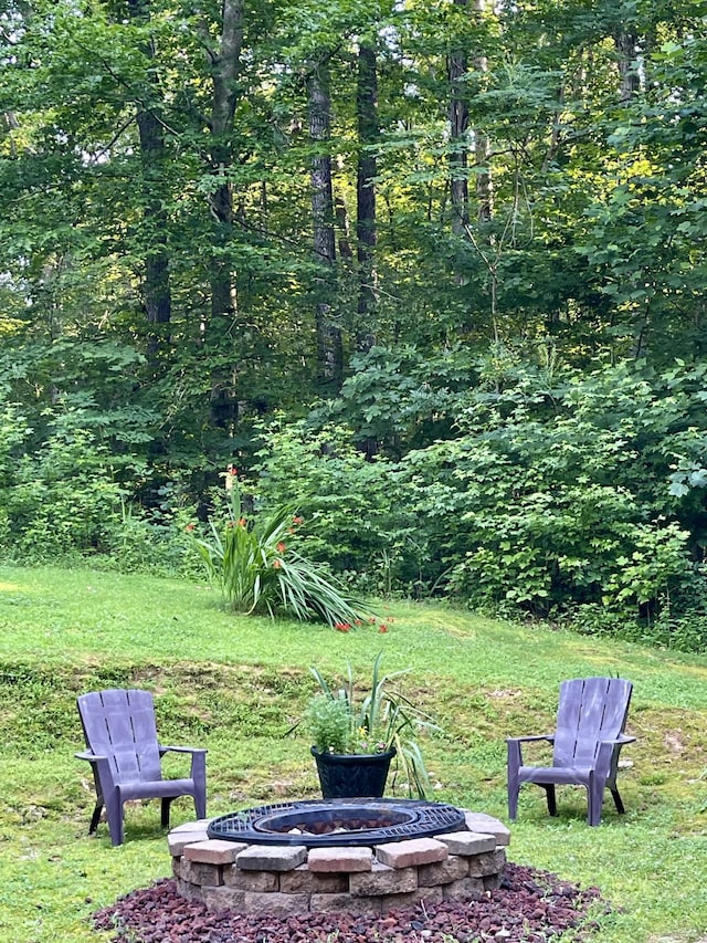 4862 Louise Rd, Cumberland Furnace, TN 37051 - view of yard featuring a fire pit and a forest view