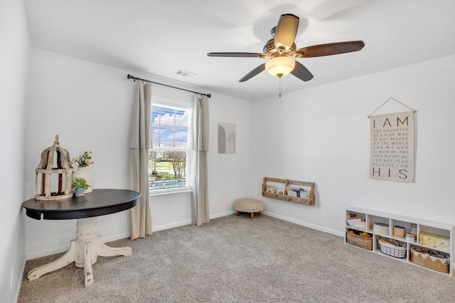 114 Suggs Dr, Lebanon, TN 37087 - sitting room with carpet, visible vents, baseboards, and ceiling fan