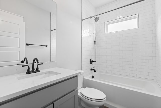 full bathroom with toilet, shower / bath combination, and vanity