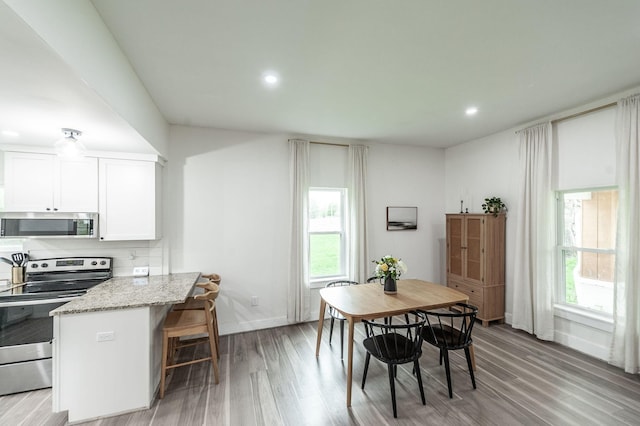 375 Mount Vernon Rd, Bethpage, TN 37022 - dining room featuring light wood-type flooring, a healthy amount of sunlight, baseboards, and recessed lighting