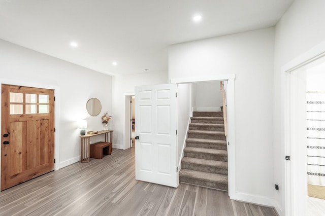 375 Mount Vernon Rd, Bethpage, TN 37022 - entryway featuring recessed lighting, stairway, light wood-style floors, and baseboards