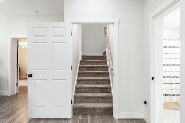 375 Mount Vernon Rd, Bethpage, TN 37022 - stairway featuring baseboards and wood finished floors