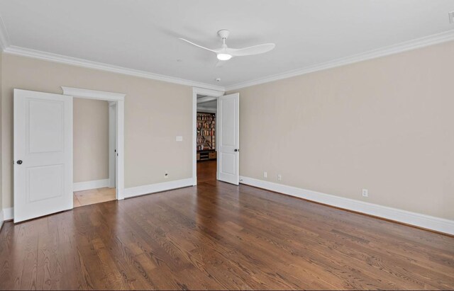 508 Huckleberry Rd, Nashville, TN 37205 - empty room featuring ornamental molding, ceiling fan, wood finished floors, and baseboards