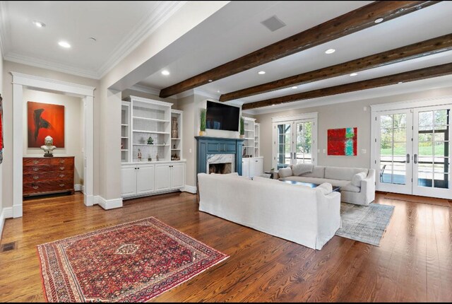 508 Huckleberry Rd, Nashville, TN 37205 - living room with french doors and dark wood finished floors