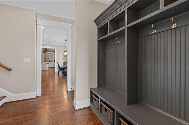 508 Huckleberry Rd, Nashville, TN 37205 - mudroom with dark wood-type flooring, baseboards, and recessed lighting