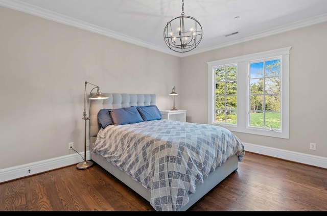 508 Huckleberry Rd, Nashville, TN 37205 - bedroom with crown molding, wood finished floors, and an inviting chandelier