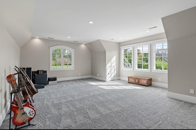 508 Huckleberry Rd, Nashville, TN 37205 - additional living space featuring carpet, visible vents, vaulted ceiling, recessed lighting, and baseboards