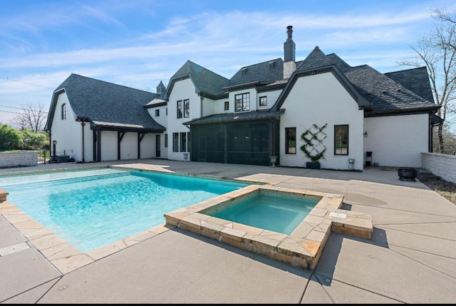 508 Huckleberry Rd, Nashville, TN 37205 - view of swimming pool with a sunroom, a patio, a pool with connected hot tub, and fence