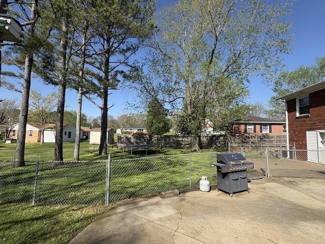 view of yard with a patio area and a fenced backyard