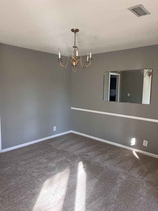 728 Robert Burns Dr, Nashville, TN 37217 - empty room featuring visible vents, baseboards, carpet, and a notable chandelier