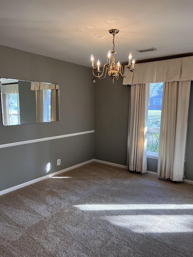 728 Robert Burns Dr, Nashville, TN 37217 - empty room with carpet floors, baseboards, a chandelier, and visible vents