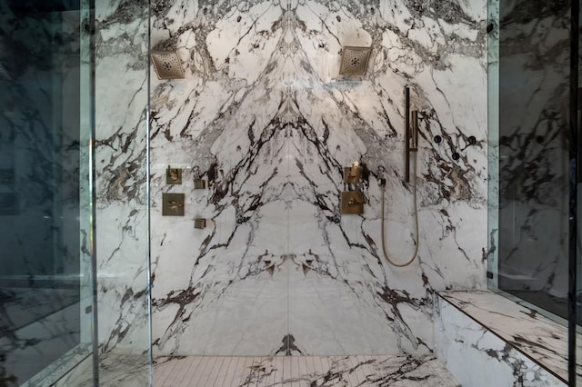 interior details with a marble finish shower