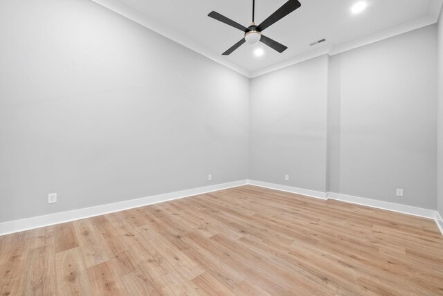 307 Riverview Dr, Dover, TN 37058 - empty room with light wood-style flooring, a ceiling fan, recessed lighting, lofted ceiling, and crown molding