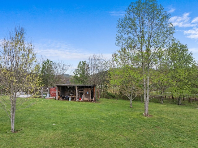 view of yard with an outbuilding and an outdoor structure