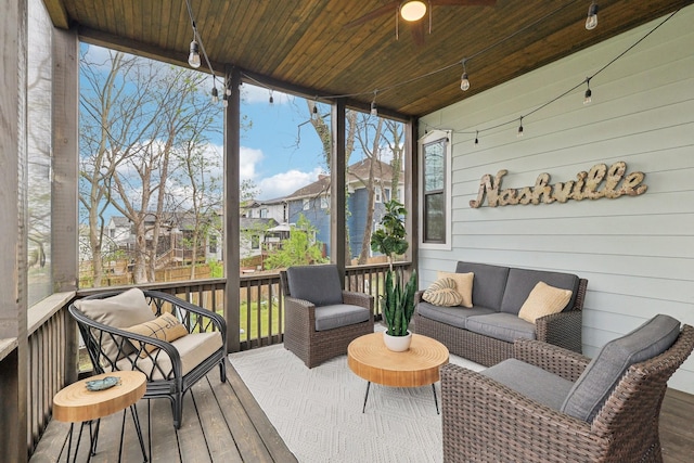 926 Acklen Ave Unit A, Nashville, TN 37203 - sunroom featuring a wealth of natural light, a ceiling fan, and an outdoor hangout area