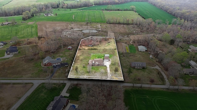 drone / aerial view with a rural view