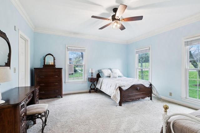 2009 Cedarmont Dr, Franklin, TN 37067 - bedroom with baseboards, multiple windows, ornamental molding, and carpet floors