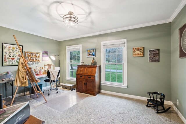 2009 Cedarmont Dr, Franklin, TN 37067 - carpeted office with baseboards and ornamental molding