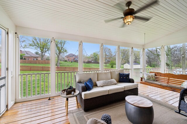 2009 Cedarmont Dr, Franklin, TN 37067 - sunroom / solarium featuring an outdoor living space, ceiling fan, and plenty of natural light