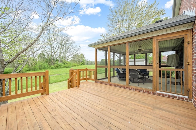 deck with a yard