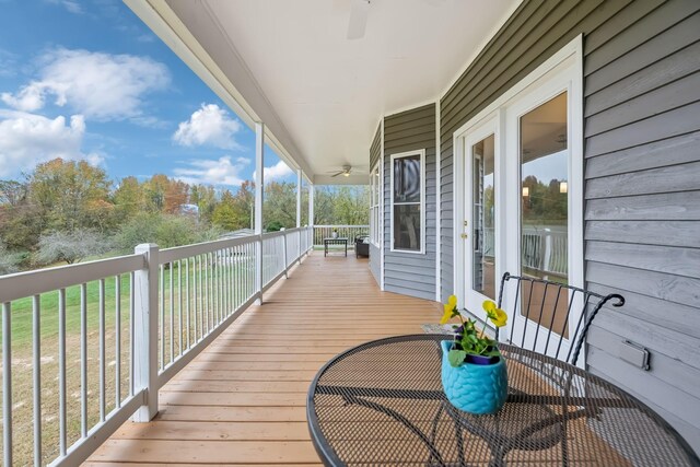 2728 Brown Hollow Rd, Columbia, TN 38401 - wooden terrace featuring covered porch and a ceiling fan