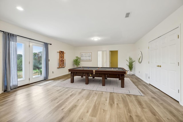 2728 Brown Hollow Rd, Columbia, TN 38401 - rec room featuring pool table, light wood-type flooring, visible vents, baseboards, and recessed lighting