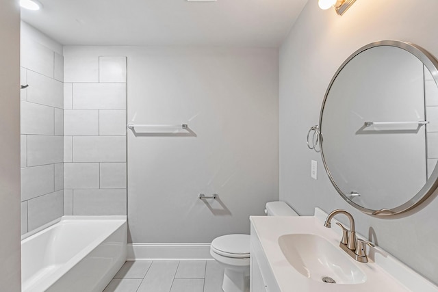 434 Caldwell Dr, Columbia, TN 38401 - bathroom with tile patterned floors, toilet, vanity, baseboards, and shower / bathtub combination