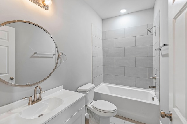 434 Caldwell Dr, Columbia, TN 38401 - bathroom with toilet, vanity, bathing tub / shower combination, and tile patterned flooring