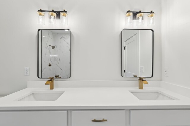 200 Amos Cir, Lafayette, TN 37083 - full bathroom featuring double vanity and a marble finish shower