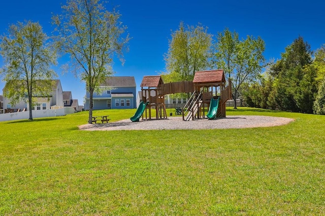 community playground with a yard