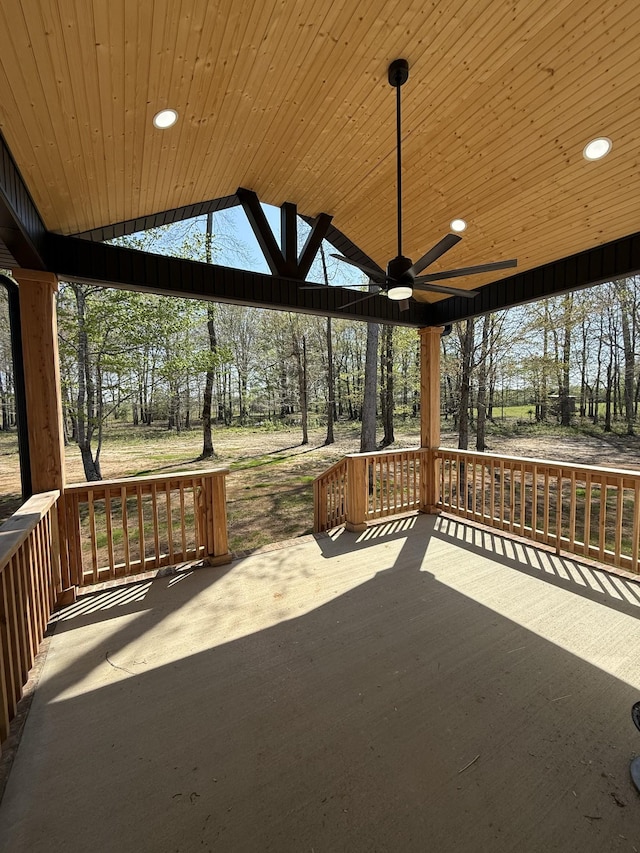 deck featuring a ceiling fan