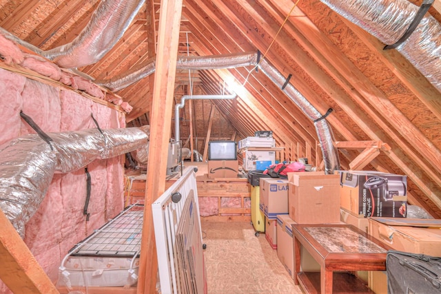 view of unfinished attic