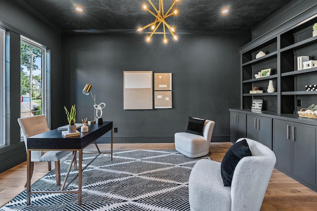 917 Kirkwood Ave, Nashville, TN 37204 - office area featuring recessed lighting, light wood-type flooring, and baseboards