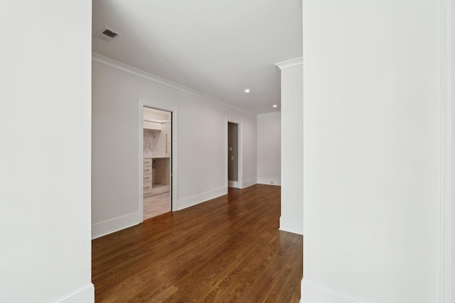 521 Mansion Dr, Brentwood, TN 37027 - spare room with ornamental molding, visible vents, recessed lighting, wood finished floors, and baseboards