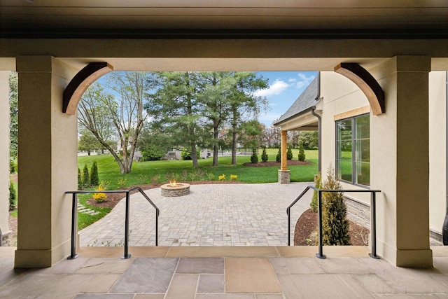 521 Mansion Dr, Brentwood, TN 37027 - view of patio featuring a fire pit