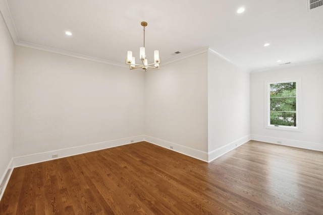521 Mansion Dr, Brentwood, TN 37027 - spare room with crown molding, baseboards, an inviting chandelier, and wood finished floors