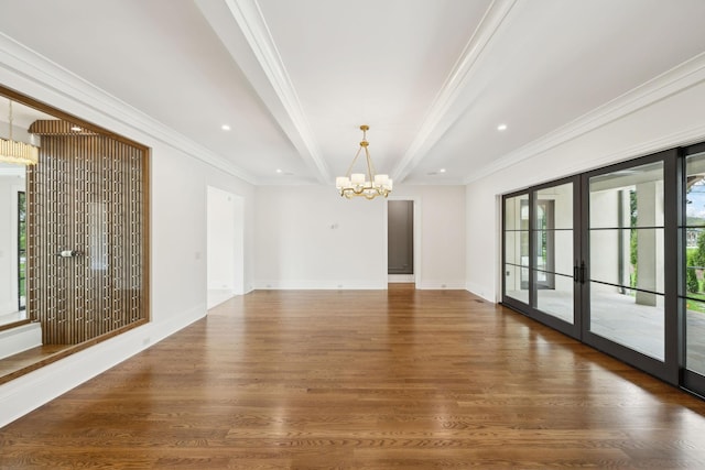 521 Mansion Dr, Brentwood, TN 37027 - empty room with ornamental molding, an inviting chandelier, and wood finished floors