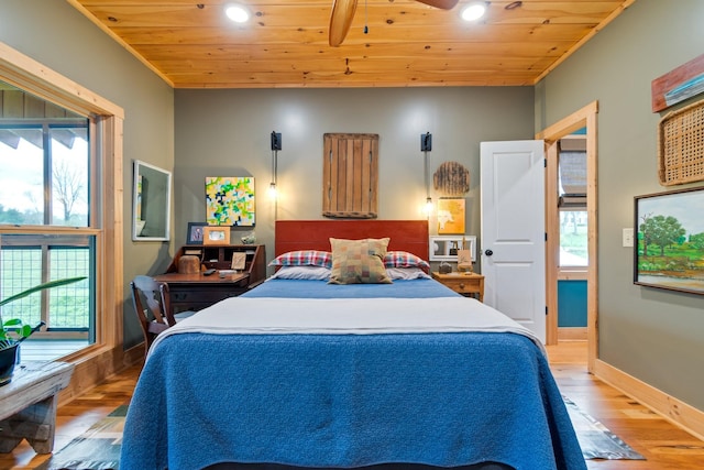 1720 Bratton Ln, Williamsport, TN 38487 - bedroom with light wood-style flooring, multiple windows, and wood ceiling