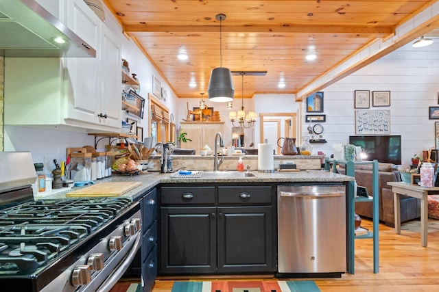 1720 Bratton Ln, Williamsport, TN 38487 - kitchen with a sink, white cabinetry, a peninsula, and stainless steel appliances