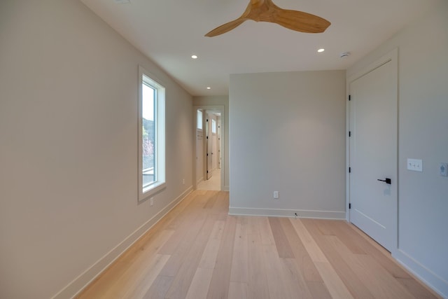 2108 12th Ave S, Nashville, TN 37204 - unfurnished room featuring ceiling fan, light wood finished floors, baseboards, and recessed lighting