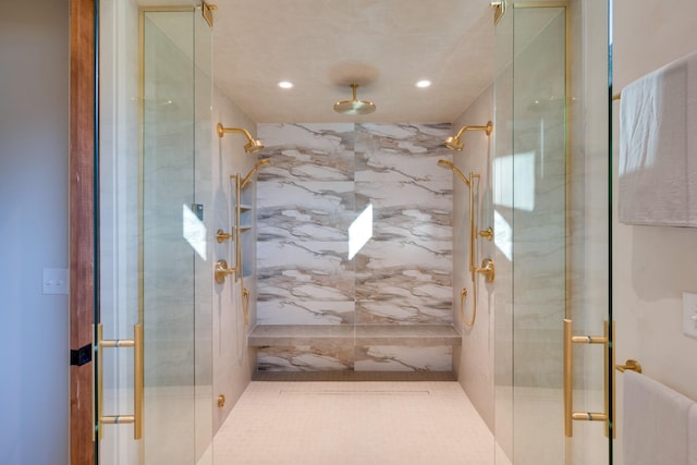 2108 12th Ave S, Nashville, TN 37204 - full bathroom with recessed lighting and a stall shower