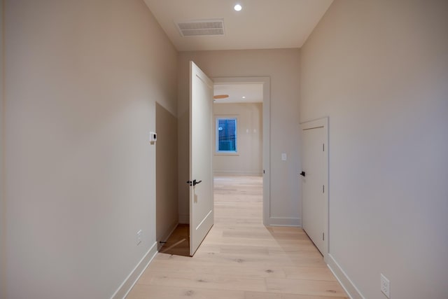2108 12th Ave S, Nashville, TN 37204 - hall with visible vents, baseboards, light wood finished floors, and recessed lighting