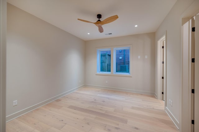 2108 12th Ave S, Nashville, TN 37204 - spare room featuring light wood finished floors, baseboards, a ceiling fan, and visible vents