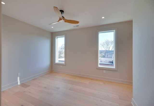 2108 12th Ave S, Nashville, TN 37204 - empty room featuring ceiling fan, light wood finished floors, baseboards, and visible vents